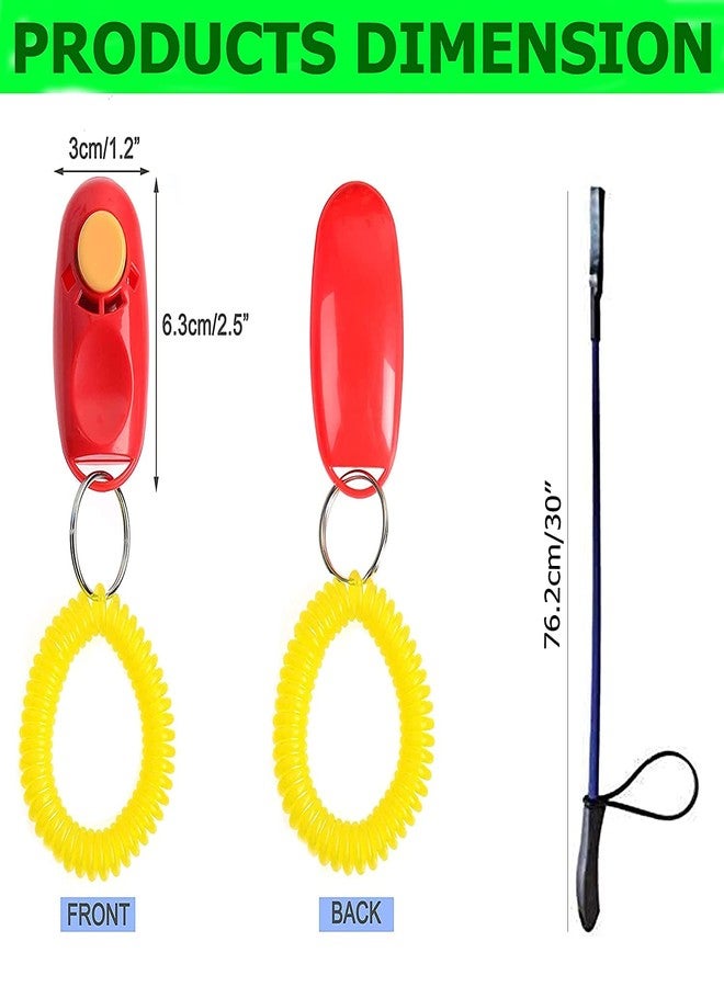 Pups&Pets قطعة واحدة عصا تدريب صيد مطاطية بلاستيكية ونايلون بطول 30 بوصة وقطعة واحدة جهاز نقر بطول 6.3 سم مع حلقة معصم حلزونية، أداة تدريب بلاستيكية للكلاب/القطط/القطط الصغيرة/الجراء (قد يختلف اللون) - Image 2